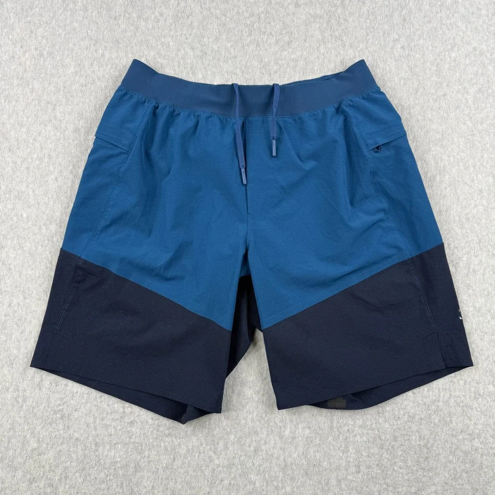 Lululemon Shorts Mens Medium Blue Namaste Mesh Lined Beach Surf Board 8